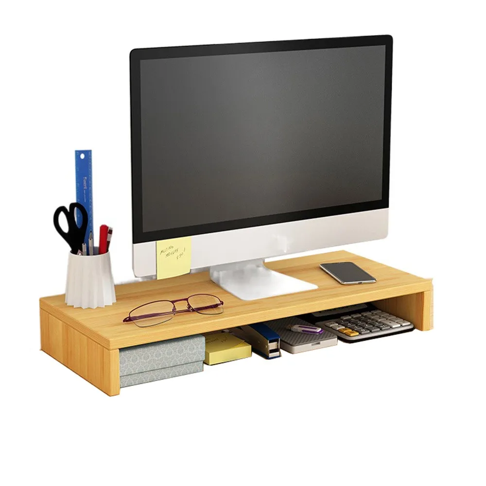 

Stable Base Wood Desktop Computer Stand Easy Assemble Protect Cervical Spine Office Laptop Riser Eyesight Protection