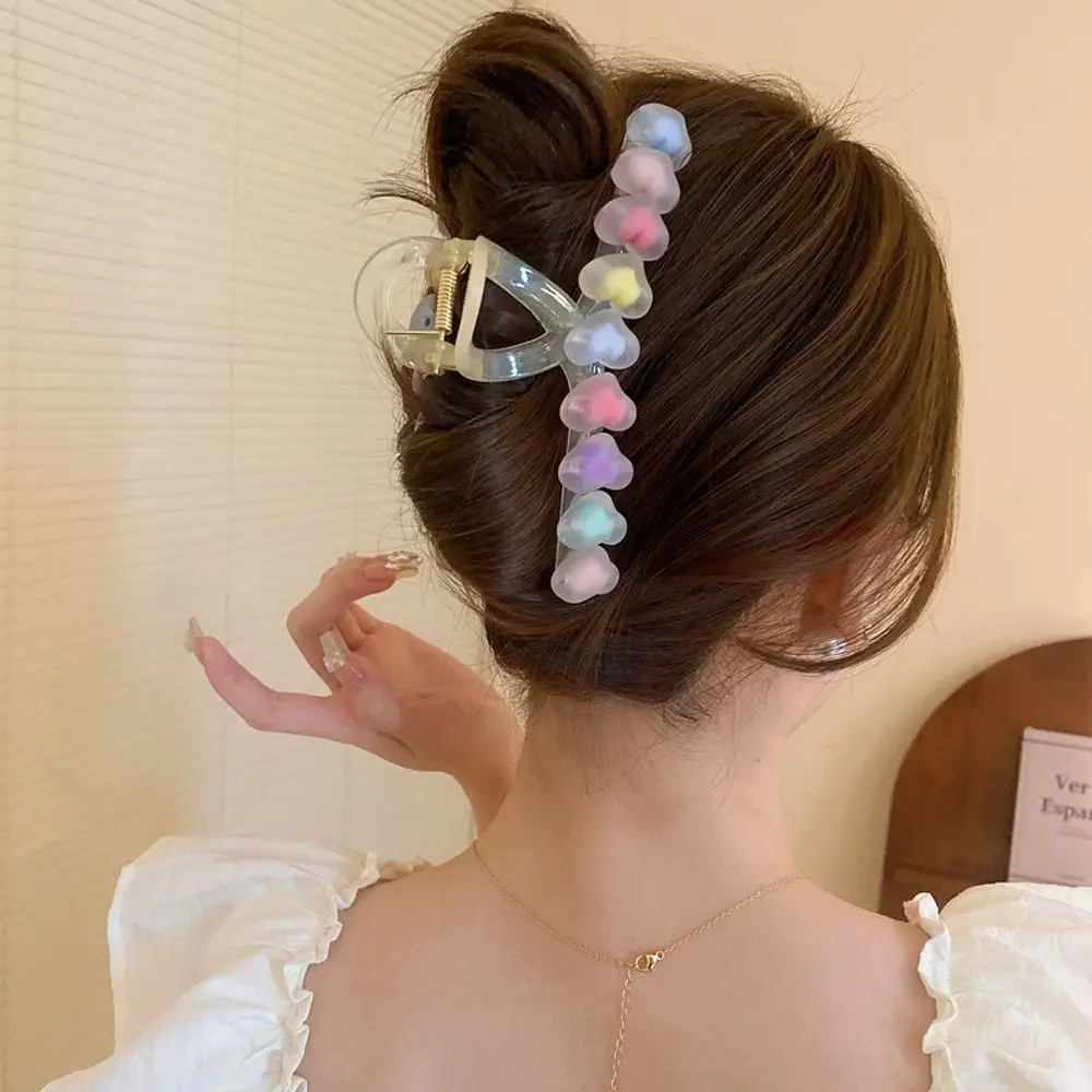 Acrylic Colorful Heart Star Hair Claw Pearl Hair Pins Resin Love Star Hair Clips Claw Clips for Thick Hair Hair Accessories