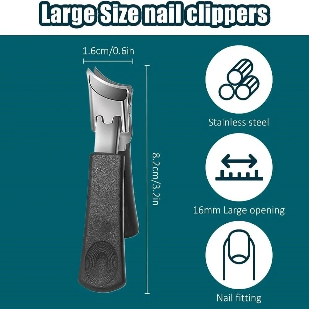 Tagliaunghie inclinato antispruzzo con ampia apertura della mascella Lama obliqua Tagliaunghie curvo durevole Strumenti per manicure in acciaio inossidabile