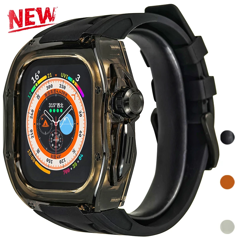

Luxury Modification Kit for Apple Watch Ultra 3 2 1 49mm Sport Rubber Strap For Iwatch Series Ultra 49mm Case Cover