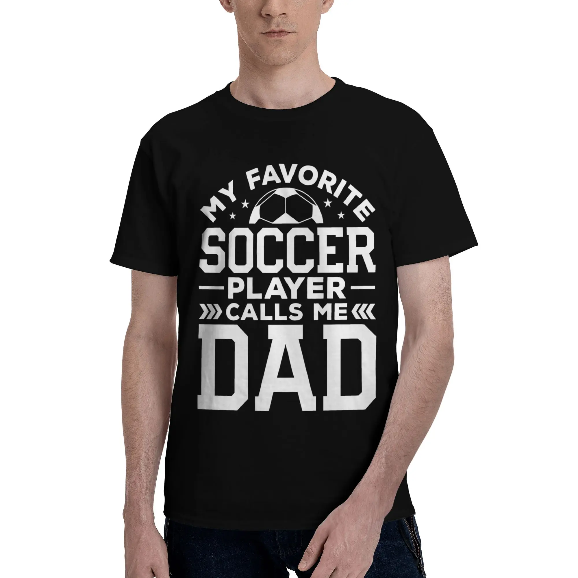 My Favorite Player Calls Me Dad T Shirt Soccer Dad Vintage Short Sleeve Crewneck Pure Cotton Original Men's Clothes T-Shirt