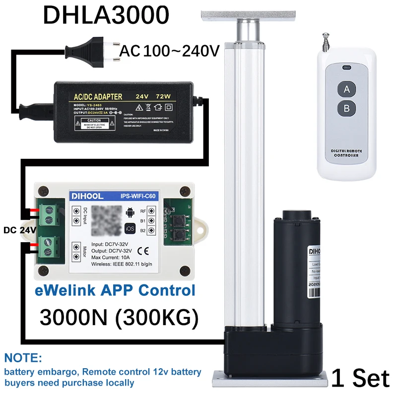 Imagem -05 - Atuador Linear Elétrico Personalizado Carga do Curso Rod Telescópico Personalizado dc 24v 60w 3000n Máximo 50 mm 150 mm 250 mm 350 mm 550 mm