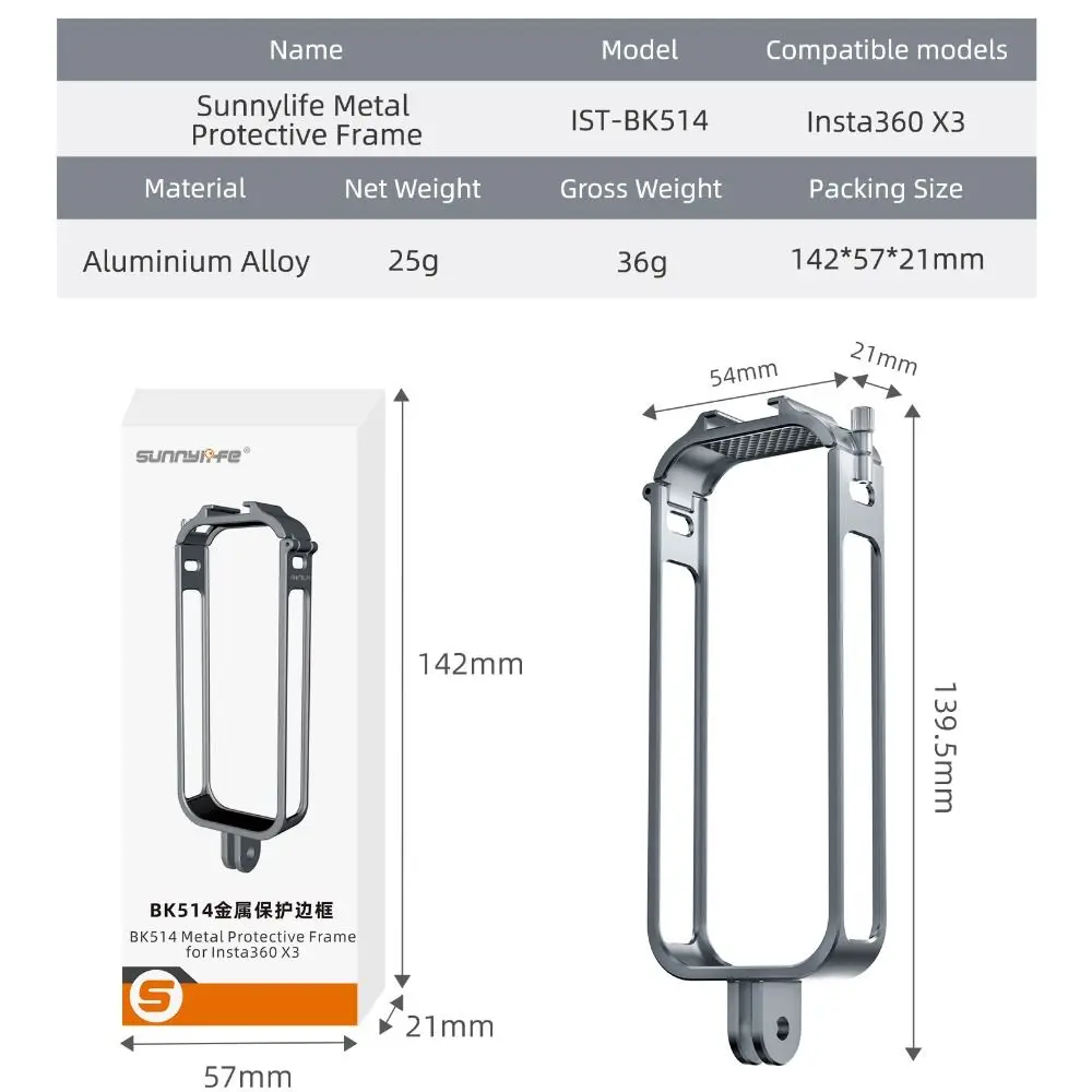 Montare l'alloggiamento della fotocamera panoramica Shell custodia in metallo custodia protettiva per Insta360 X3