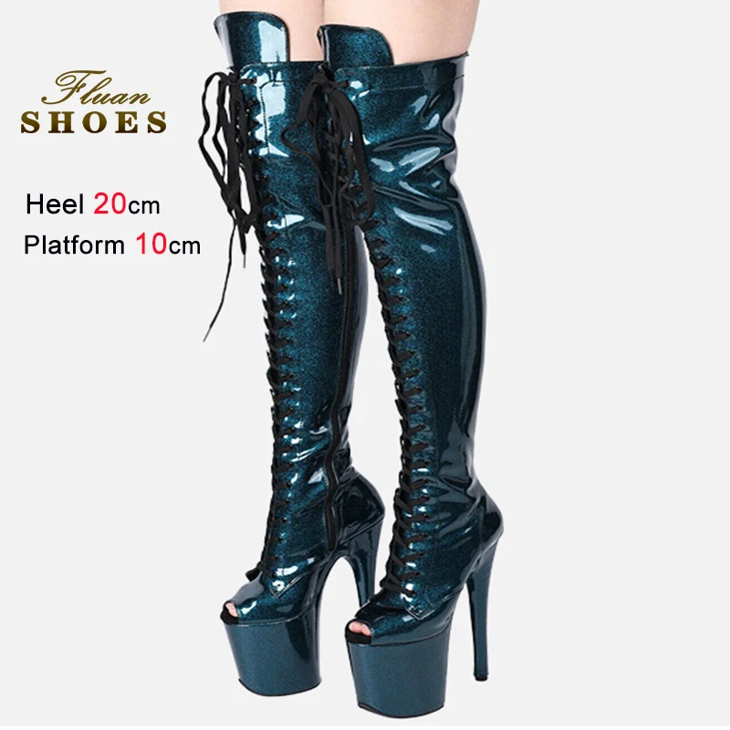 

20CM Stiletto Heels Sexy Lace-up Over-the-knee Boots Europe and America Nightclub Peep Toe Shoes For Women Platform Thigh Boots