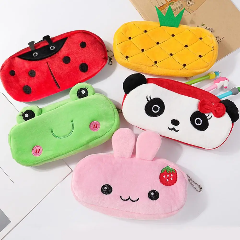 

Useful Pen Case Lightweight Stationery Bag Zipper Closure Cartoon Frog Shape Pen Storage Bag Multi-Purpose