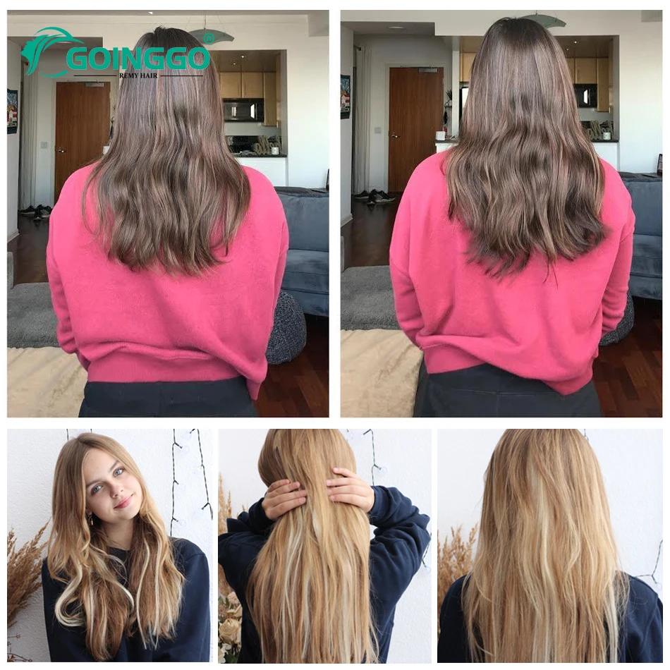 Taśma do przedłużania włosów prosta włoska naturalna skóra włosy naturalne klej włosy na taśmie Balayage blond 12-26 Cal 50g/20 szt