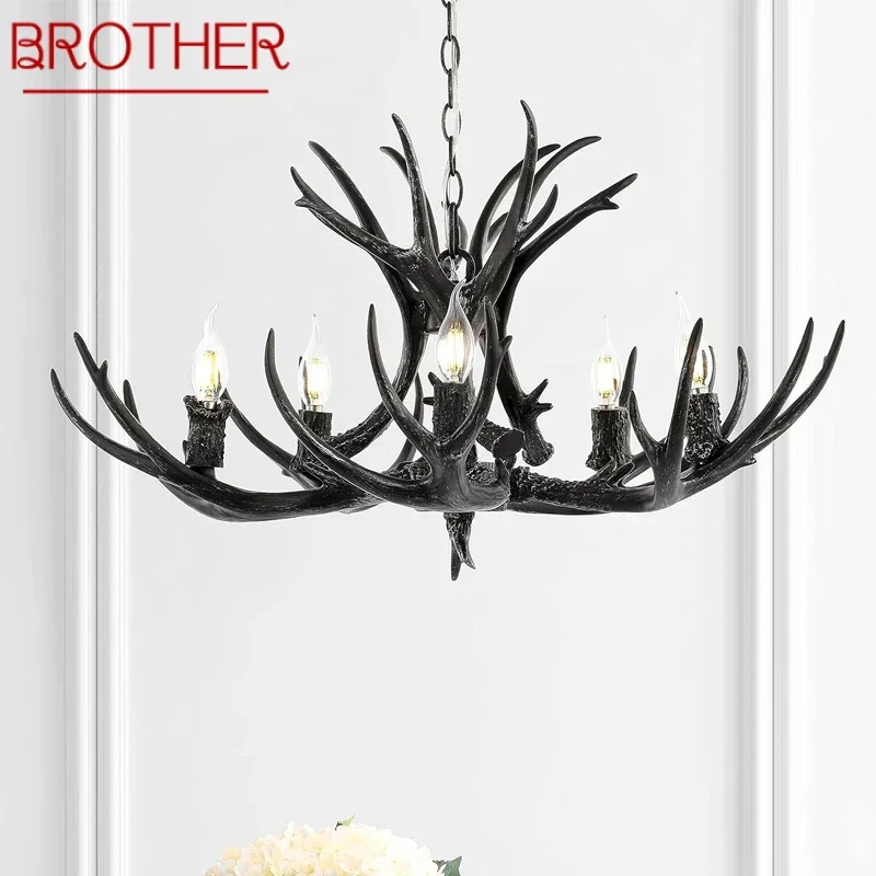 

BROTHER Nordic Antler Pendent Lamp American Retro Living Room Dining Room Villa Coffee Shop Clothing Store Decor Chandelier