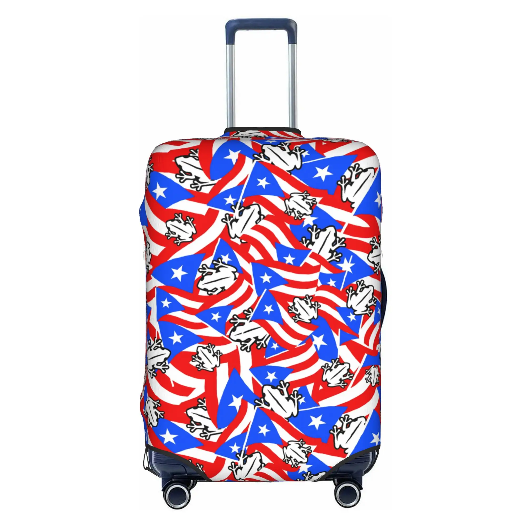 Cute Frog Puerto Rico Pride  Luggage Cover Protector Elastic  Animal Lover  Travel Suitcase Covers
