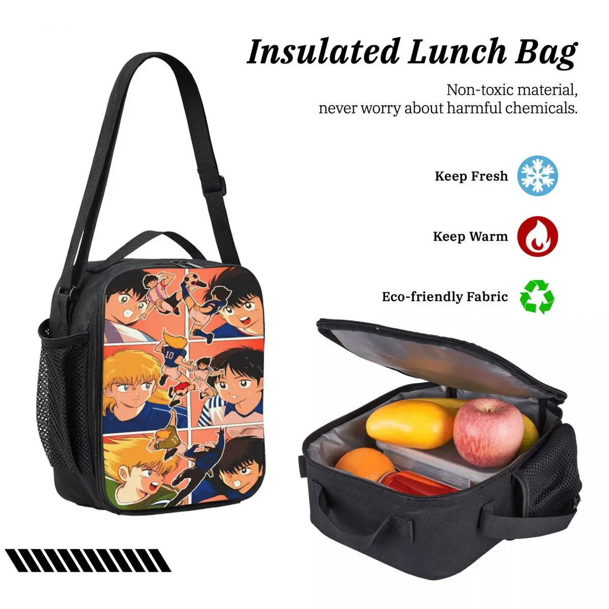 3 قطعة الكابتن تسوباسا يطبع الحقائب المدرسية مجموعة للأطفال أكياس القلم مجموعات الظهر مع صندوق الغداء لطلاب المدارس الابتدائية حقيبة الظهر #4