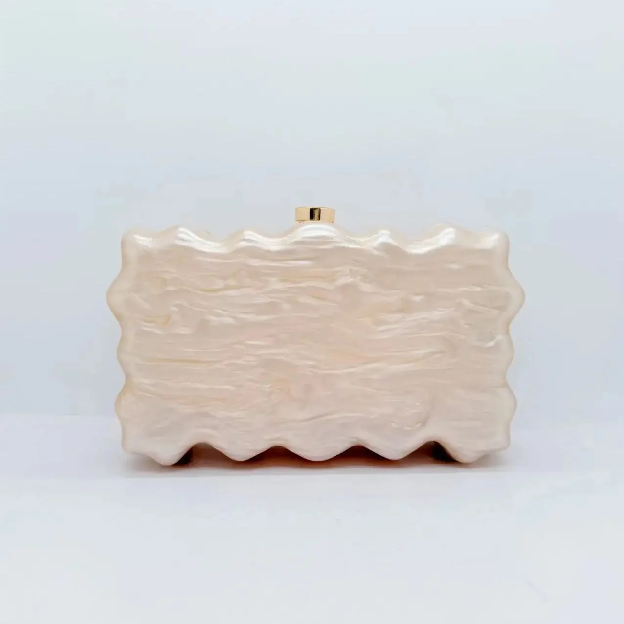 

Women's Luxury Elegant Pearlized Marbled Acrylic Clutch Clasp Closure Hard-case Wedding Evening Bag