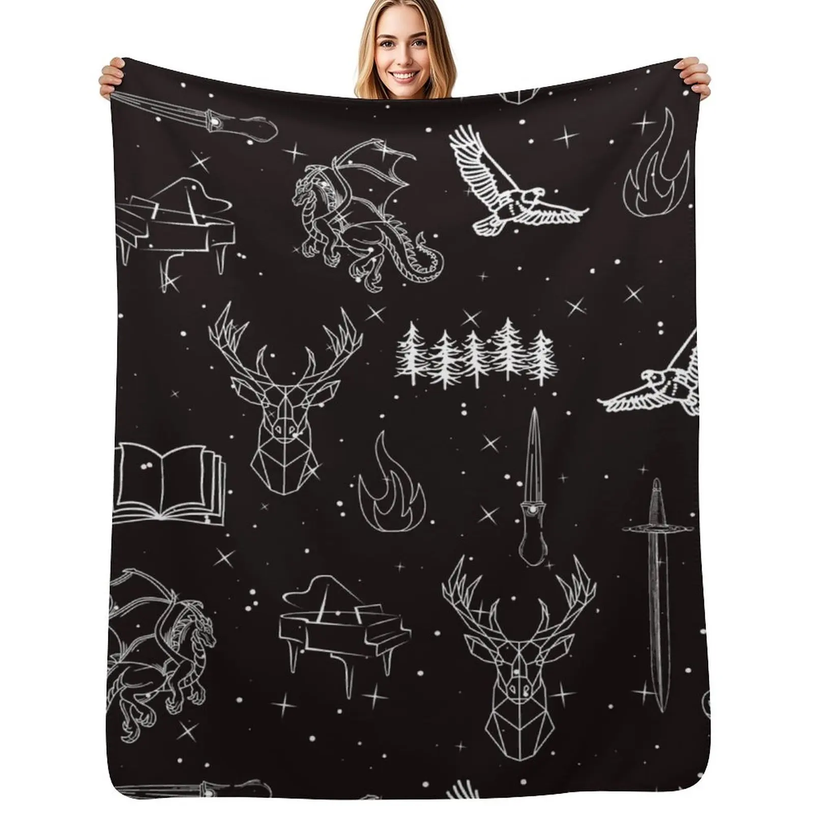 Throne of Glass Pattern Throw Blanket Summer Cool Breathable Blanket for Sleeping