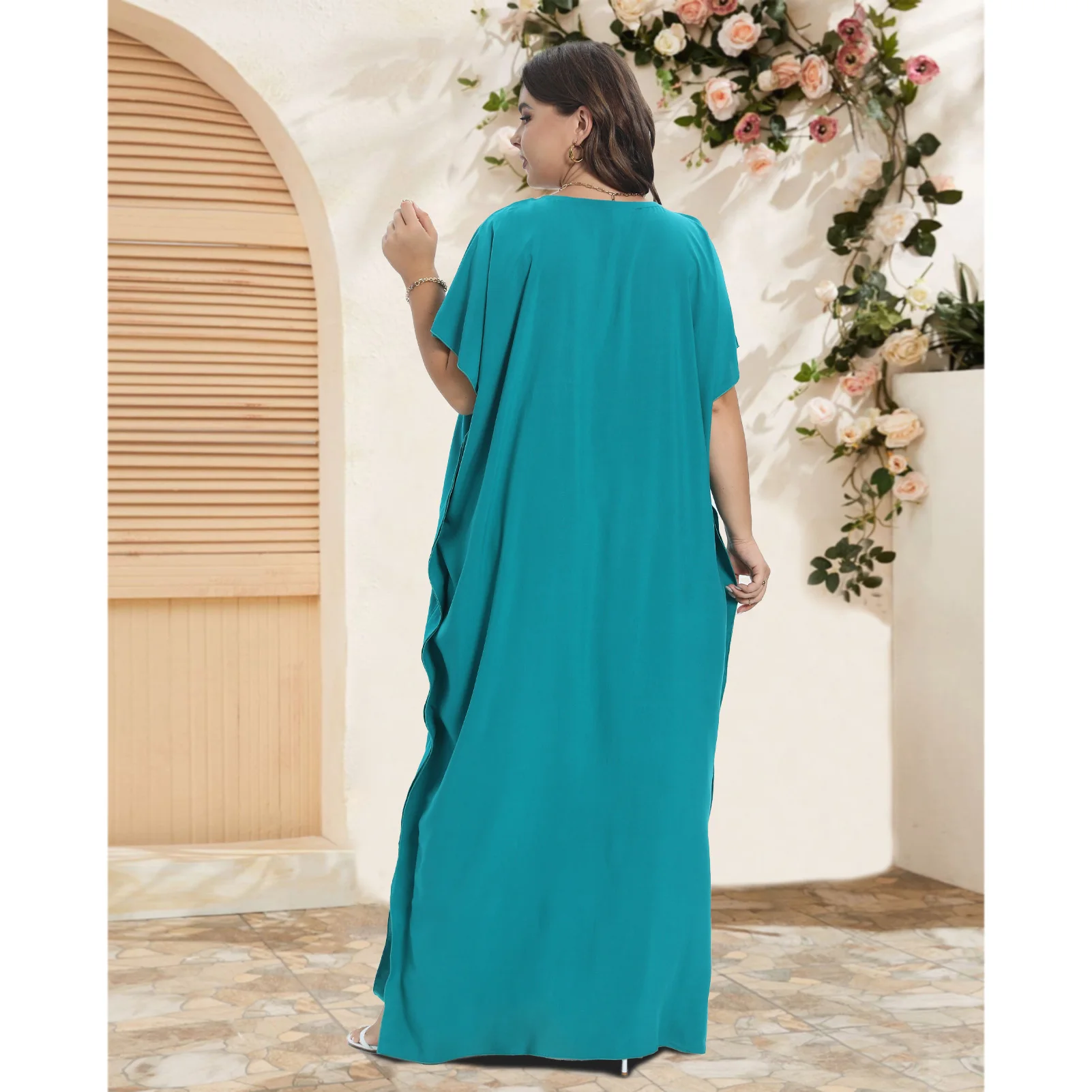 Short Sleeve home cover Moroccan cotton African Beach Home cotton embroidery abaya PlusSize Caftan Moroccan boubou dresses