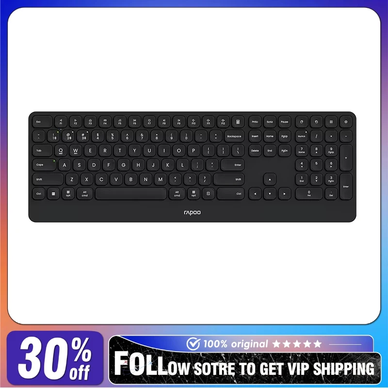 

Rapoo E9500G Blade Keyboard Wireless Bluetooth 110Key Ultra-thin Body Scissor Structure FullSize Layout Business Office Keyboard