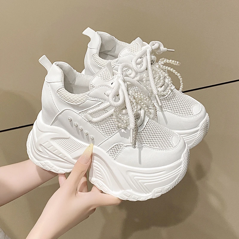 Women's Mesh Dad Shoes Thick Bottom Platform Sneakers New 2025
