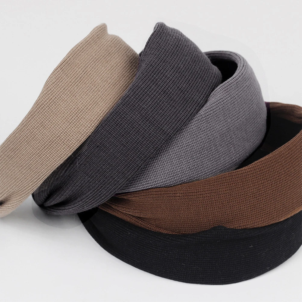 

Wide Brim Headband Women Black Knitting Hair Hoop Party Headwear Comfortable Reusable Stylish Hairband Headdress