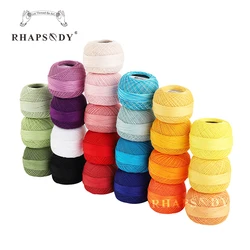 Rhapsody Premium Quality Size 80 Egyptian Cotton Crochet Tatting, Knitting Thread Lace 10G/PC 184 Yards Spring Macaron 22 Colors