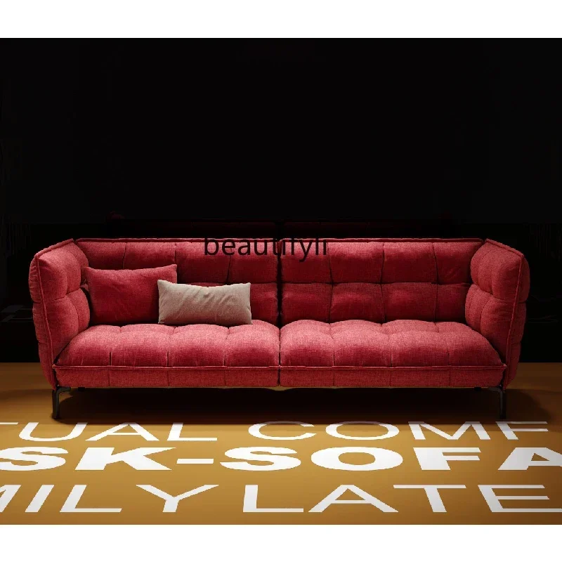Q181  Italian Minimalist Fabric Sofa for Three People Living Room High-End Model Room Soft Furniture