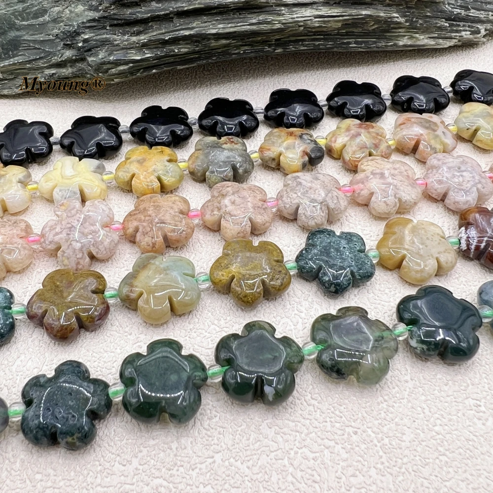 Plum Blossom Flower Shape Natural Crystal Quartzs Agates Jaspers Stone Space Beads For DIY Jewelry Making MY230816