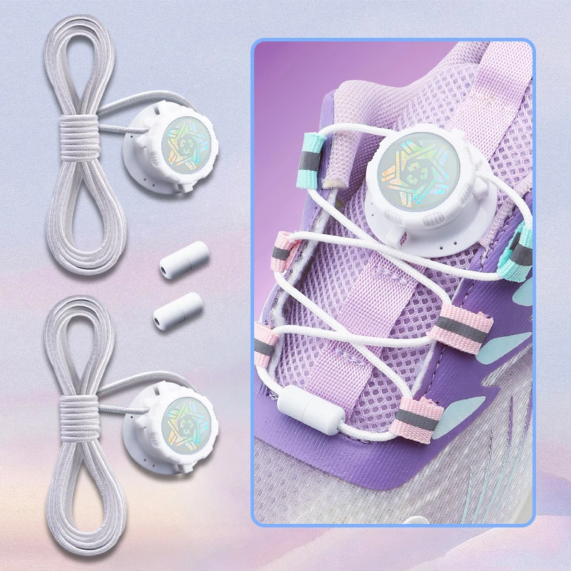 

Thick Rope Automatic Shoelaces Swivel Buckle Laces Without Ties Black White Easy Installation Sneakers Shoelace Shoe Accessories