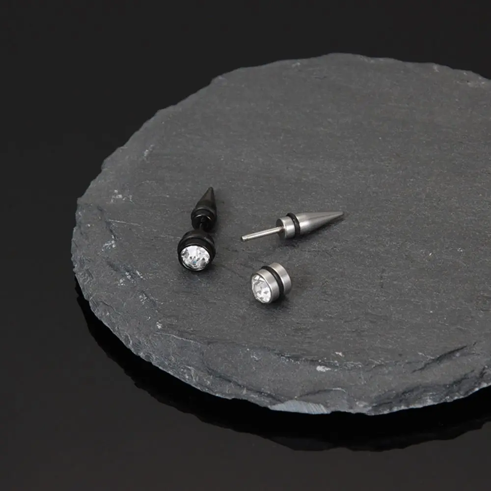 2Pcs Korean Style Stud Earrings Men Streetwear Hip Hop Zircon Earrings Crystal Women Ear Jewelry Stainless Steel Earring Women