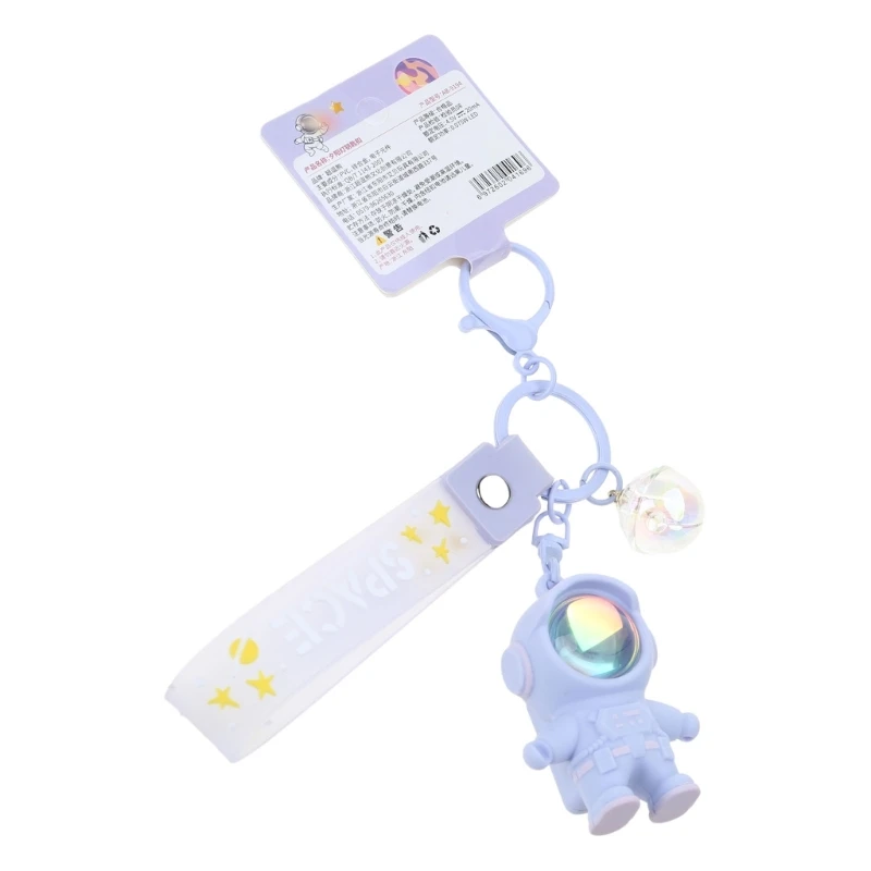 Spaceman Charm Keyring Sunset Lamp Pendant Keychain with Letter Wristband