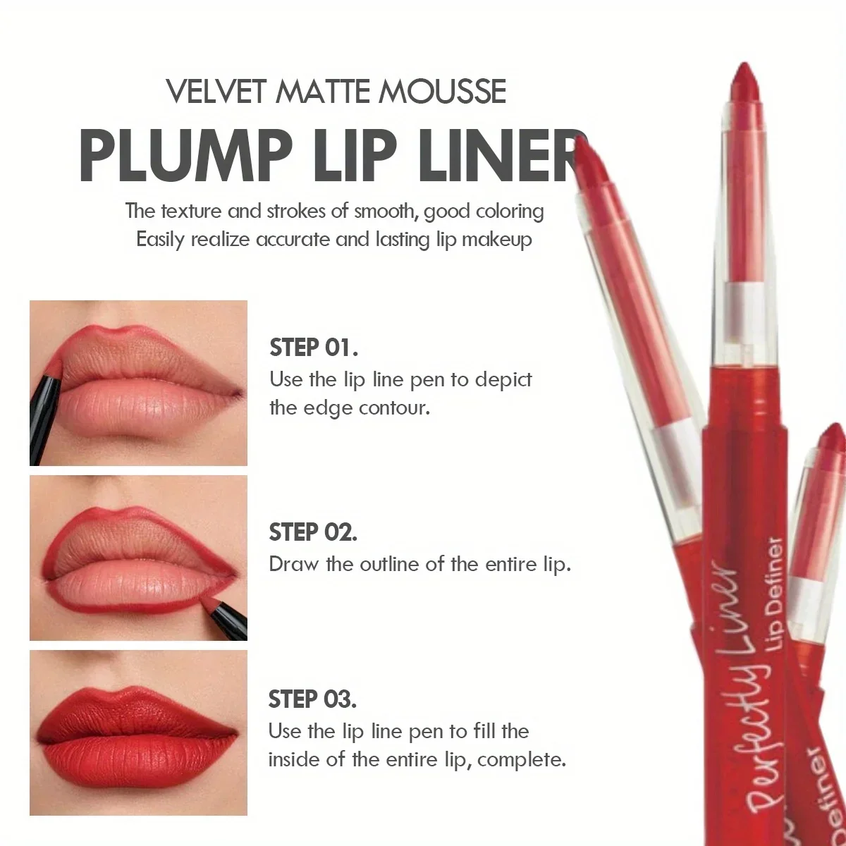 Fodera per labbra in velluto opaco Fodere per labbra liquide impermeabili sexy a lunga durata Trucco rosso antitraccia Cosmetico nudo