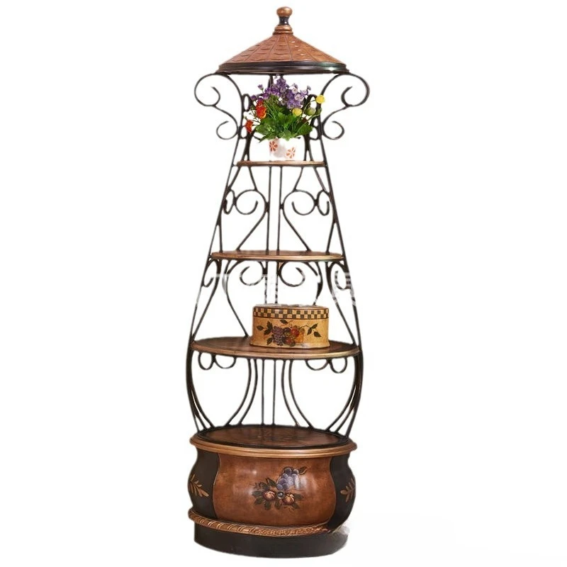 stand, living room shelf, balcony floor-to-ceiling multi-layer decorative frame, indoor round flower table