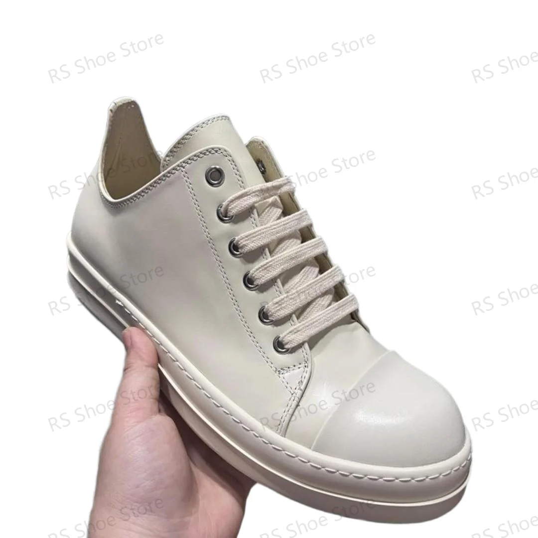 

Ro Design Luxury Casual Shoe Men Boots Women Sneaker Low Top Shoes Geobasket Lace-up Ivory white Leather Cowhide Sneakers