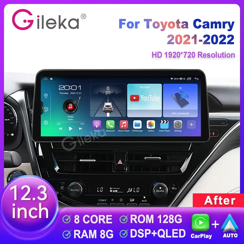 Camry 12.3 inch Android Car Radio For Toyota Camry 2021-2022 Car Radio Stereo Multimedia Player GPS Navigation WIFI Head Unit