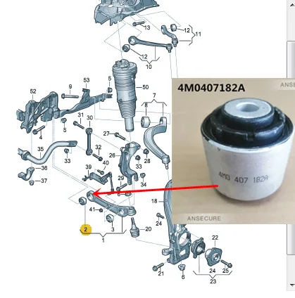 Front Lower Control Arm Bushing Suspension Guide Rubber Bush For For Audi A6 C8 A7 A8 D5  Q5 Q7 Q8 VW Touareg  4M0407182A