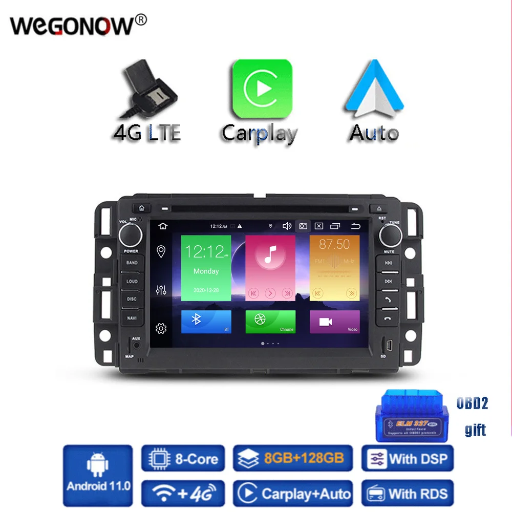 Carplay DSP IPS 4G LTE Android11 8G+128G BT 5.0 Wifi RDS Radio Car DVD Player for GMC Chevro Tahoe YUKON Acadia Buick Enclave