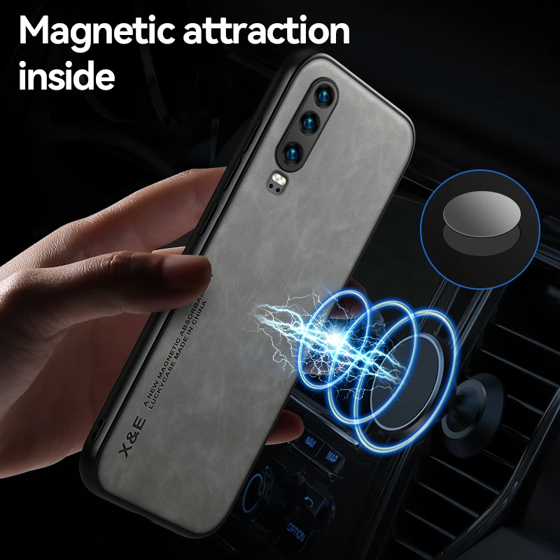 Чехол для Huawei P20 P30 Pro, магнитный автомобильный держатель, силиконовый защитный чехол для телефона Huawei Mate 20 30 Pro 20X, кожаная задняя крышка