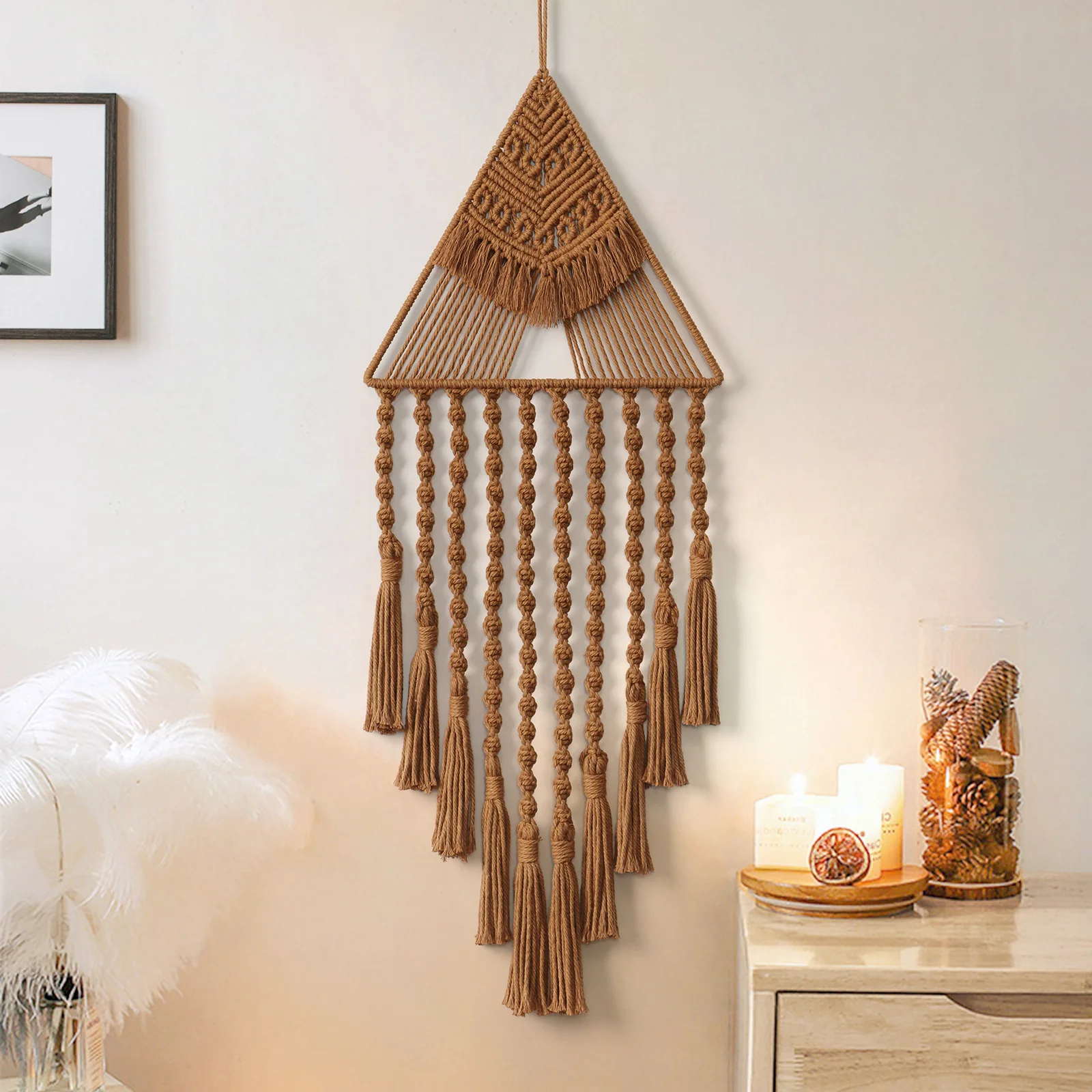 Nordic Hand-woven Tapestry Crafts Wall Decoration Accessories Creative Triangle Tassel Tapestry Living Room Wall Decoration