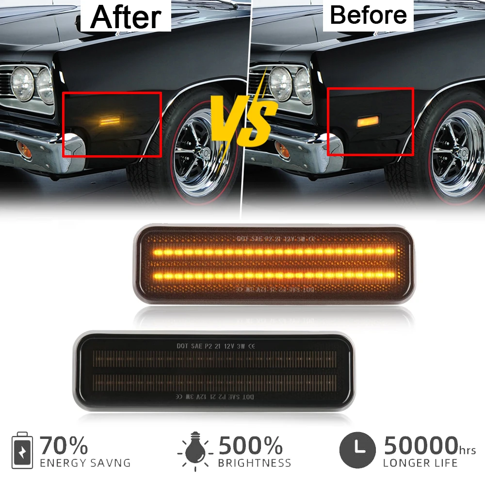 

4 шт. светодиодный боковой габаритный передний и задний фонарь на крыло для Plymouth Barracuda Cuda Fury Satellite Duster Valiant Volare Horizon Road Scamp