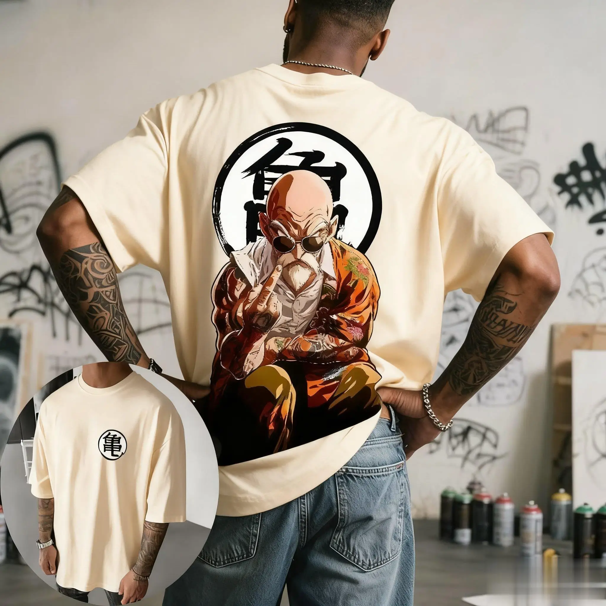 

Футболка унисекс с рисунком аниме, мужская негабаритная футболка с принтом Dragon Ball, летняя уличная одежда, футболка с короткими рукавами, свободная повседневная модная одежда Y2k