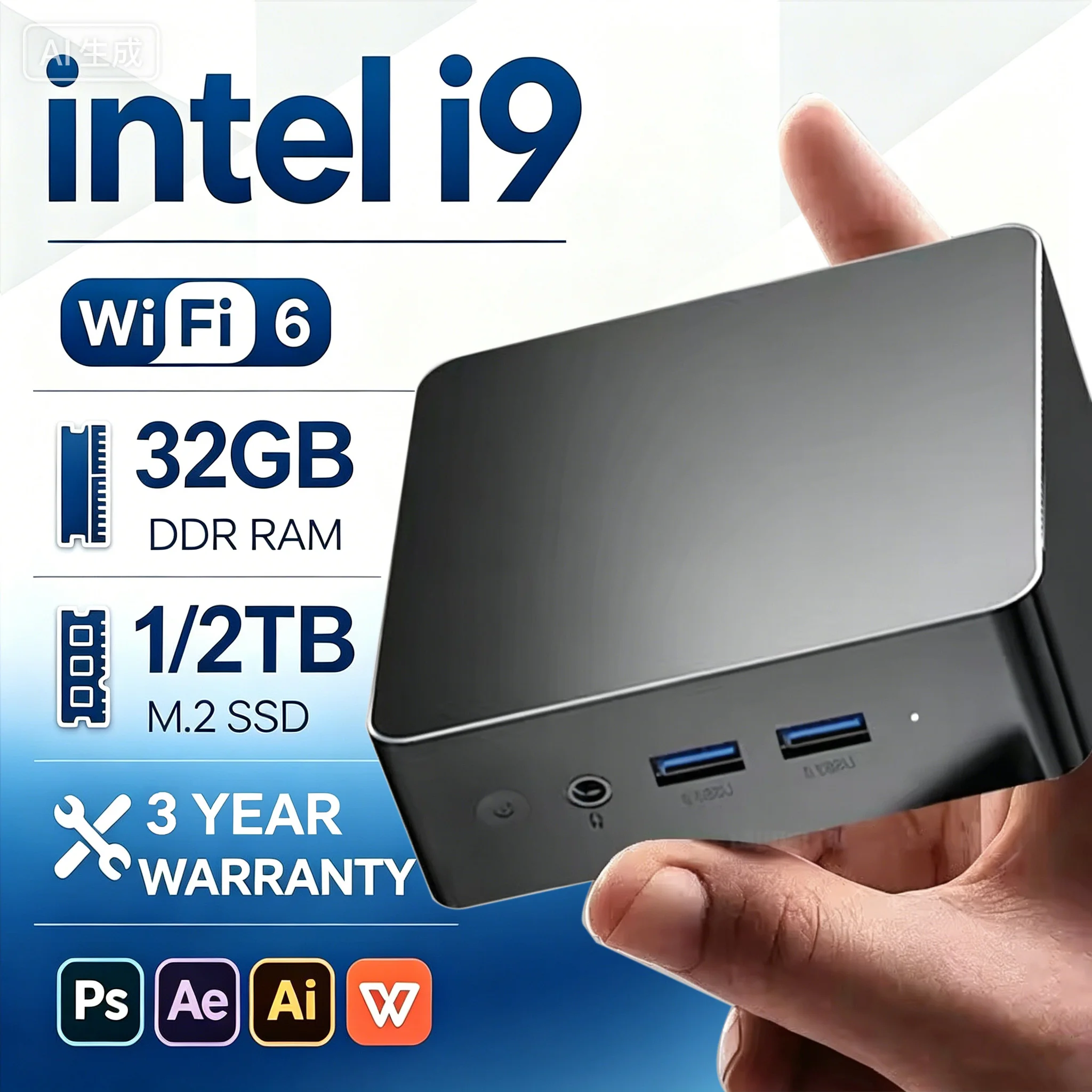 2026ミニPC インテル Core I9 10980HK I3 6100U WIFI 6 BT5.2 ゲーミングコンピューター Windows 11 16GB/32GB RAM 2TB SSD 3年保証付き