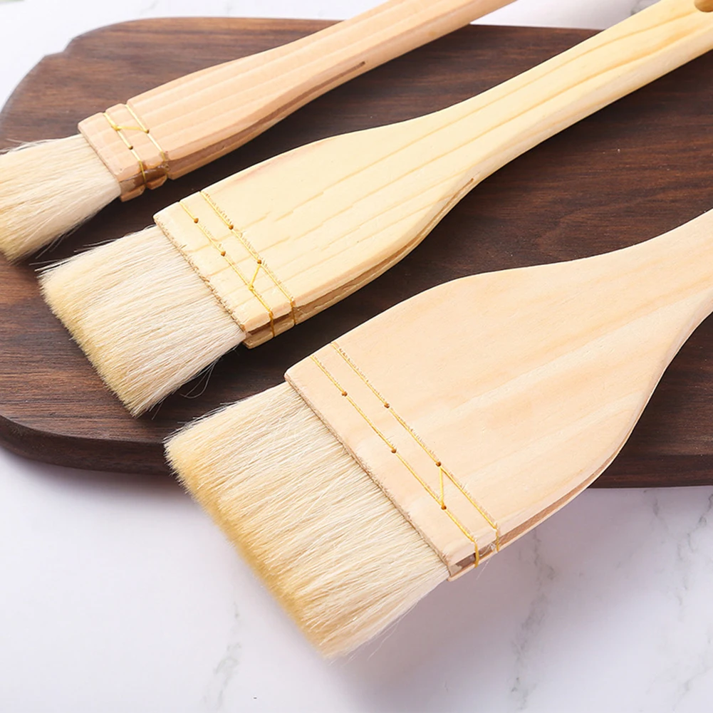 Wooden Cooking Oil Brushes Kitchen Brush Barbecue Oil Brush Multifunctional Long Handle Basting Brushes For Cakes Meat Desserts