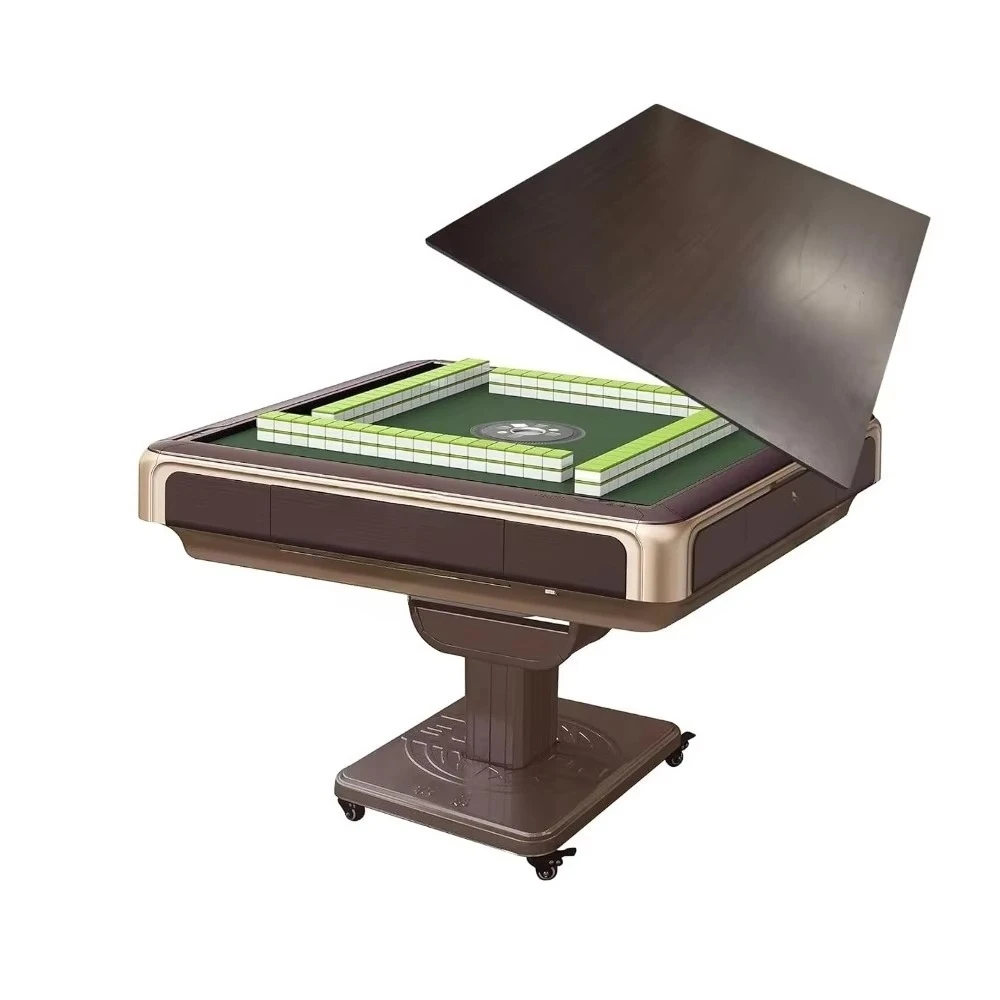 Foldable Ultra-Thin Automatic Mahjong Table with Wheels Chinese Filipino American Style 40mm Numbered Tiles Hard Cover, Custom