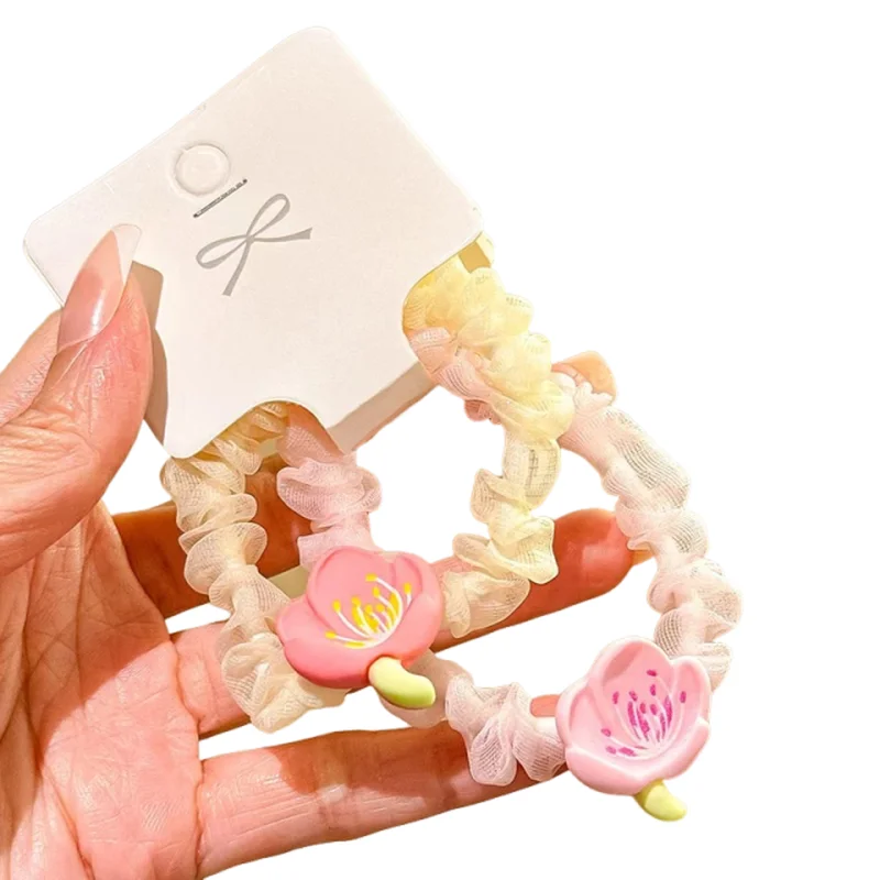 

pink cherry blossom hair clip for girls, with a fresh side clip and sweet girl hair accessory, bangs clip and headband