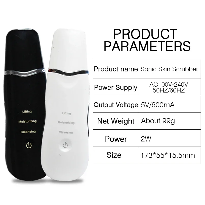 초음파 딥 페이스 클리닝 머신 스킨 스크러버는 먼지 블랙헤드를 제거하고 반점과 주름을 줄여줍니다. 얼굴 미백 리프팅