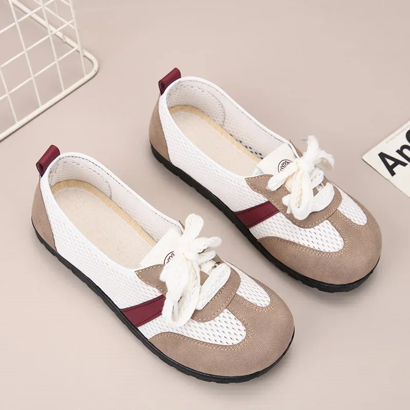 Deqin Shoes Beijing Old Style Flat Bottom Slip-On Fashion Casual Sneakers Comfortable Mom Women's Summer Thin Breathable