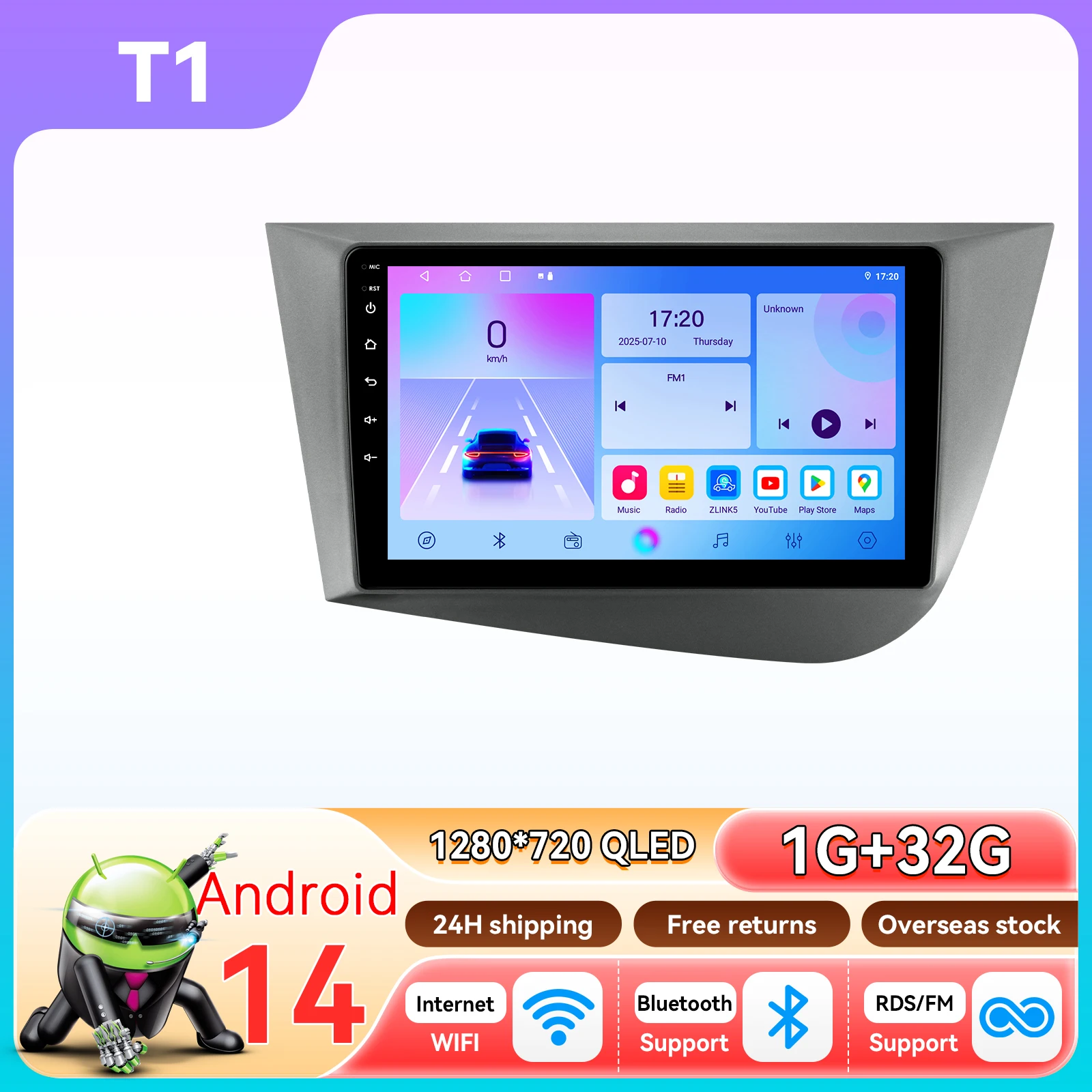 Hizpo autoradio Android Auto navigatie GPS voor Seat Leon 2 MK2 2005 - 2012 multimediaspeler stereo DSP WIFI 4G head unit Carplay stereo