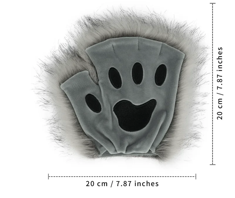 New Halloween Cosplays Costume Accessories Furry Fox Mask Wolf Fox Tail and Paw Gloves Set Theme Party Dress Up Props Kids Gift