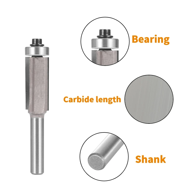 YUSUN 8MM Shank Z4 Flush Trim Bit Router Bit Alloy Tungsten Carbide Cutters Woodworking Milling Cutter For Wood Bit Face Mill
