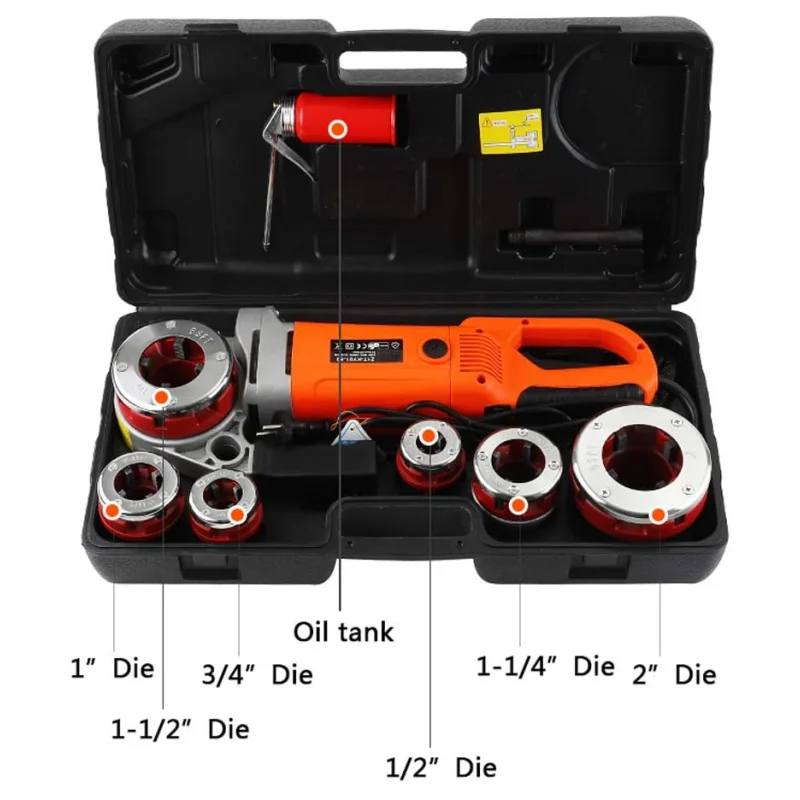 ZIT-KY01-50 Portable Handheld Electric Pipe Threader 2300W Industrial Pipe Threading Machine with 6 Die Power Tool 110V/220V