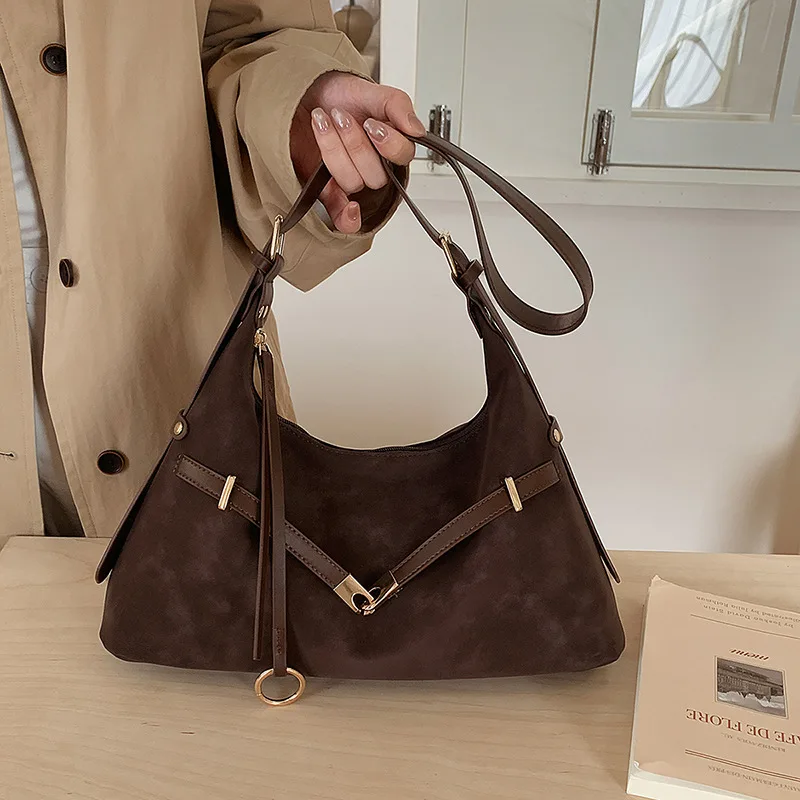 

Просторная большая сумка на осень-зиму 202, винтажная женская сумка через плечо, модная пригородная сумка через плечо, универсальная сумка «день-ночь»