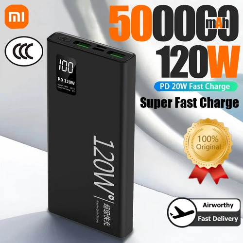 Xiaomi 120W Power Bank 50000mAh alta capacidad carga rápida Powerbank cargador de batería portátil para iPhone Samsung Huawei caliente