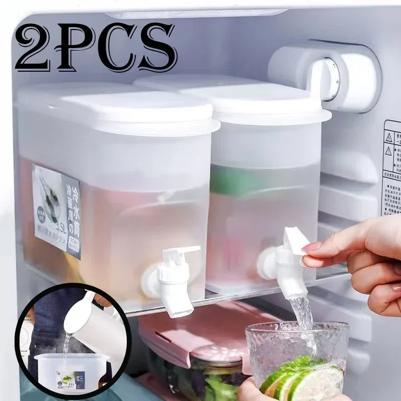 3.5-Liter Summer Refrigerator Cold Water Pot Household Ice Water Beverage Fruit Tea Pot Flower Water Bucket with Faucet Drink