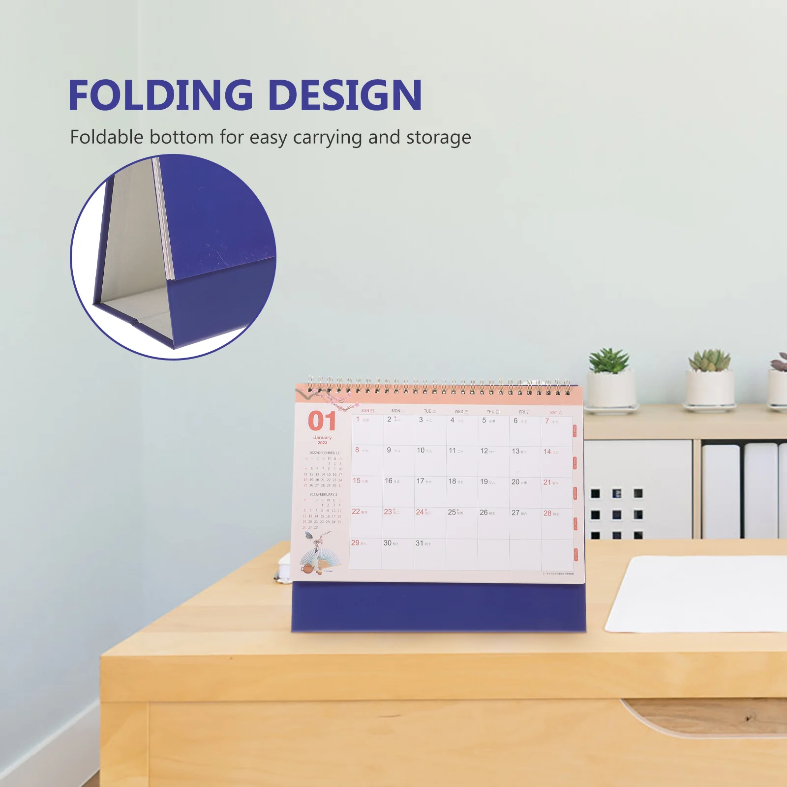 

Красивый спиральный настольный календарь 2023, еженедельный ежемесячный ежедневник, офисный органайзер, декор для делового стола, темно-синяя бумага