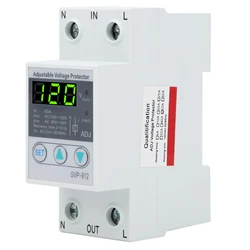 SVP912 40A/63A/80A 120V AC Adjustable SelfRecovery Under Voltage Current Protector Voltage Automatic Reset Protection Switch